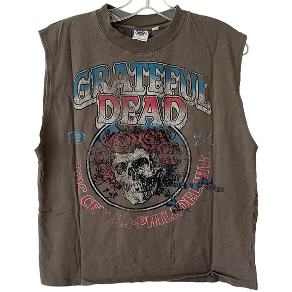 Junk Food Clothing Tops - GRATEFUL DEAD Junkfood distress sleeveless cropped T-shirt size Medium